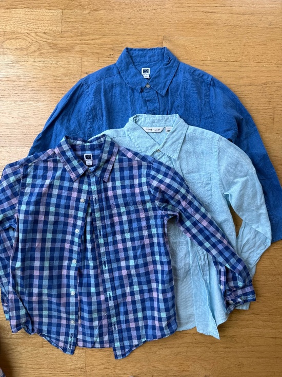 Janie and Jack Other - Boys Plaid Button Down Bundle Size 7 💙 Blue Tones Long Sleeve Shirts (Set of 3)